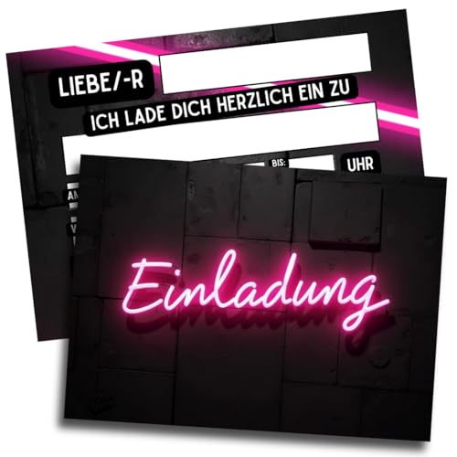 ZETTMANN® 10er Premium Neon Einladungskarten Kindergeburtstag Mädchen - Stylishe Einladung zum Geburtstag in Neon Pink - Einladungskarten Geburtstag - Party Geburtstagseinladungen von ZETTMANN