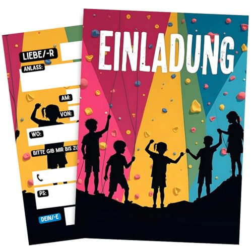 ZETTMANN® 10er Set Klettern Einladungskarten Kinder – Geburtstag & Einschulung – Abenteuer Einladungen Jungen & Mädchen – DIN A6 Postkarten Set (Klettern) von ZETTMANN