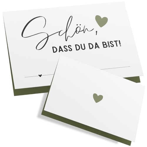 ZETTMANN® 50 Stück Premium Tischkarten Hochzeit Schön dass du da bist 85x55mm Platzkarten Geburtstag Namensschilder Tischkarten Geburtstag Tischkarten Konfirmation Taufe Deko Eukalyptus grün von ZETTMANN