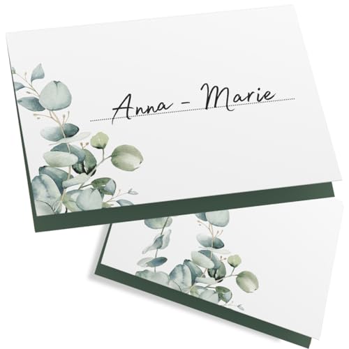 ZETTMANN® 50er Premium Tischkarten Hochzeit Schön dass du da bist 85x55mm I Tischkarten Geburtstag I Platzkarten I sehr gut beschreibbar (eukalyptus - minimal) von ZETTMANN