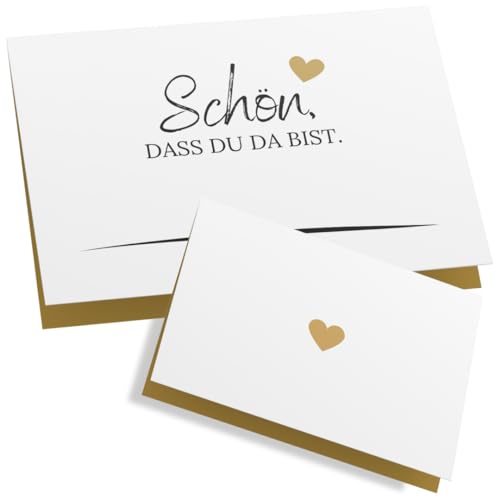 ZETTMANN® 50 Stück Premium Tischkarten Hochzeit Schön dass du da bist 85x55mm Platzkarten Geburtstag Namensschilder Tischkarten Geburtstag Tischkarten Weihnachten Platzkarten Hochzeitsdeko von ZETTMANN