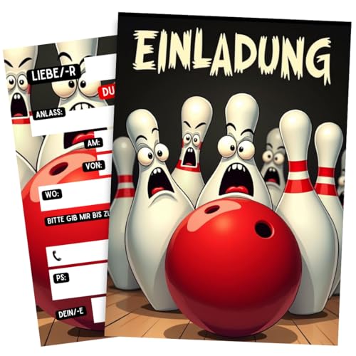 ZETTMANN® Bowling Einladungskarten Kindergeburtstag Jungen & Mädchen - 10er Set Einladung zum Geburtstag - beschreibbar - Einladungskarten Geburtstag - Geburtstagseinladungen (Bowling) von ZETTMANN