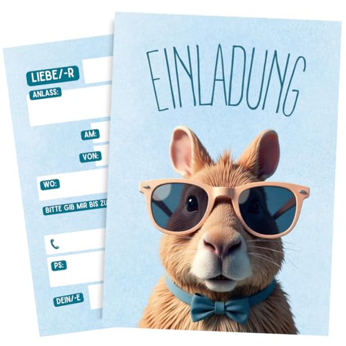ZETTMANN® Capybara Einladungskarten zum Kindergeburtstag oder Einschulung Mädchen & Jungen - 10er Set Einladungen - Einladungskarten als Geburtstagseinladungen (Capybara) von ZETTMANN
