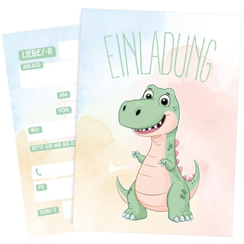 ZETTMANN® Dino Einladungskarten Kindergeburtstag Mädchen & Jungen - 10er Set Einladung zum Geburtstag oder Einschulung - Einladungskarten als Geburtstagseinladungen (Dino) von ZETTMANN