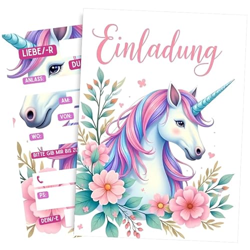 ZETTMANN® Einhorn Einladungskarten Kindergeburtstag Mädchen & Jungen - 10er Set Einladungen Einschulung - Geburtstagseinladungen (Einhorn) von ZETTMANN