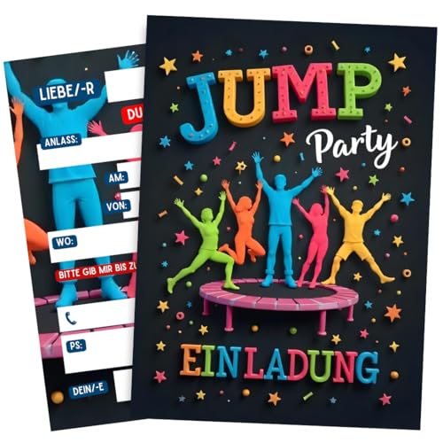 ZETTMANN® Einladungskarten Trampolin Party - 10er Set - Geburtstagskarten Einladung - Hüpfburg - Jump Party Einladungskarten Kindergeburtstag (Jump) von ZETTMANN