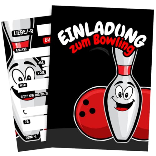 ZETTMANN® Einladungskarten Kindergeburtstag Mädchen & Jungen - 10er Set Einladung zum Geburtstag - Einladungskarten Geburtstag - sehr gut beschreibbar - Geburtstagseinladungen (Bowling) von ZETTMANN