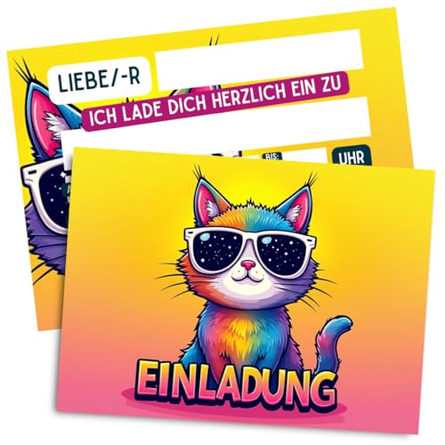 ZETTMANN® Katze Einladungskarten Kindergeburtstag Mädchen I 10 Stück I DIN A6 (10,5 cm x 14,8 cm) I Katzen Einladung Geburtstag I beschreibbar I Kinderparty I Einladungskarte Katze (Lustige Katze) von ZETTMANN