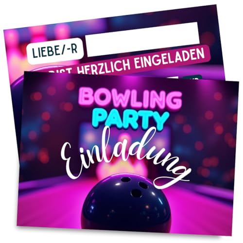 ZETTMANN® 10er Set Kinder Einladungskarten Einladung Kindergeburtstag Bowling A6 Doppelseitig Neon Party Geburtstag Einschulung Einladungen Geburtstagsparty Geburtstagseinladungen (Neon Bowling) von ZETTMANN