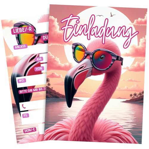 ZETTMANN® Flamingo Einladungskarten Kindergeburtstag Mädchen (10 Stück) - Lässige Poolparty Einladung - Flamingo Pool Geburtstag Einladungen - Einladung Poolparty (Flamingo) von ZETTMANN