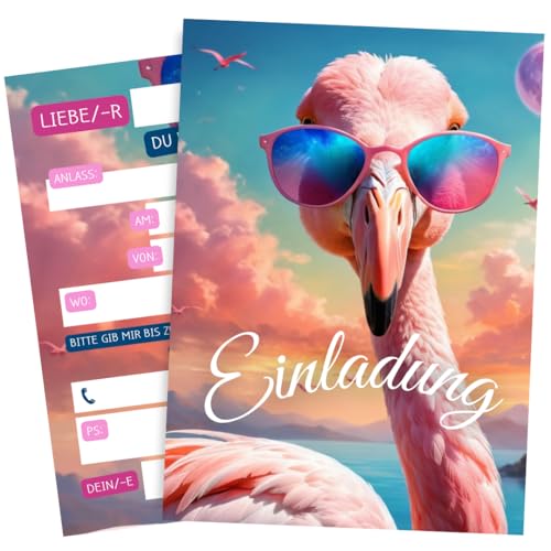 ZETTMANN® Flamingo Einladungskarten Kindergeburtstag Mädchen & Jungen - 10er Set Einladung zum Geburtstag - Einschulung Einladungskarten - Geburtstagseinladungen (Flamingo) von ZETTMANN
