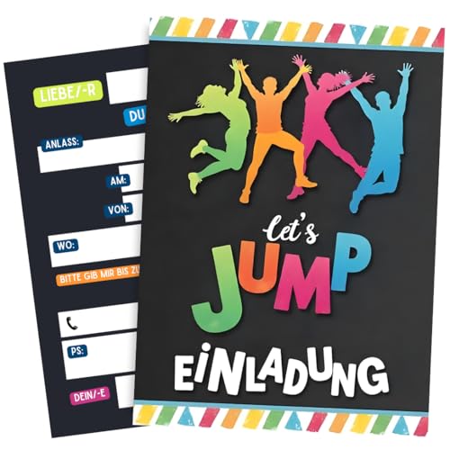 ZETTMANN® Jump Einladungskarten Kindergeburtstag Mädchen & Jungen - 10er Set Einschulung Einladungen Jump Party Geburtstagseinladungen (Jump) von ZETTMANN