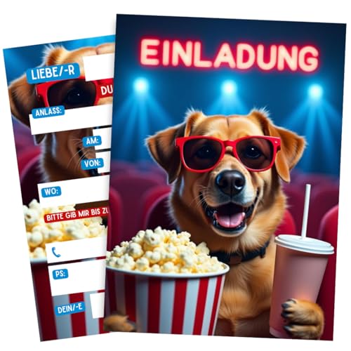ZETTMANN® Kino Einladungskarten Kindergeburtstag Jungen & Mädchen - 10er Set Einladung zum Geburtstag - Gutschein - Geschenk - Einschulung - Einladungen Geburtstag - Geburtstagseinladungen (Kino) von ZETTMANN