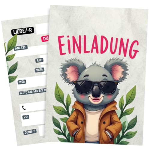 ZETTMANN® Koala Einladungskarten Kindergeburtstag Mädchen & Jungen - 10er Set Einladung zum Geburtstag oder als Einladung Einschulung - Einladungen (Koala) von ZETTMANN