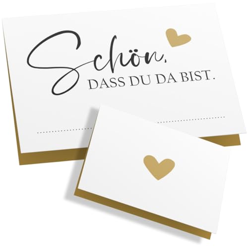 ZETTMANN® Premium Tischkarten Hochzeit Schön dass du da bist 50 Stück 85x55mm Platzkarten Geburtstag Namensschilder Tischkarten Geburtstag Tischkarten Weihnachten Taufe Deko Platzkarten Hochzeitsdeko von ZETTMANN