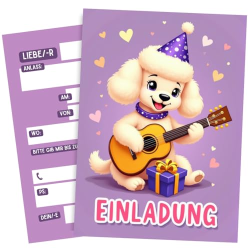 ZETTMANN® Pudel Hund Einladungskarten Kindergeburtstag Mädchen & Jungen - 10er Set Einladung Geburtstag - Einschulung Einladungen Geburtstagseinladungen (Pudel) von ZETTMANN