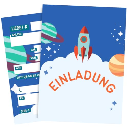 ZETTMANN® Rakete Einladungskarten Kindergeburtstag Jungen & Mädchen - 10er Set Einladung zum Geburtstag - Weltraum - Astronaut - Geburtstagseinladungen (Rakete) von ZETTMANN