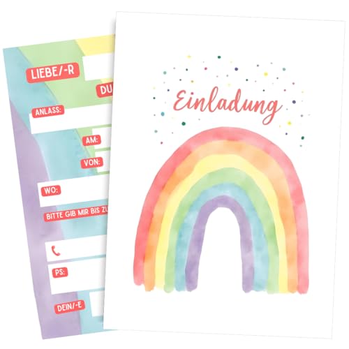 ZETTMANN® Regenbogen Einladungskarten Kindergeburtstag Mädchen & Jungen - 10er Set Einladung Einschulung - Geburtstagseinladungen (Regenbogen) von ZETTMANN