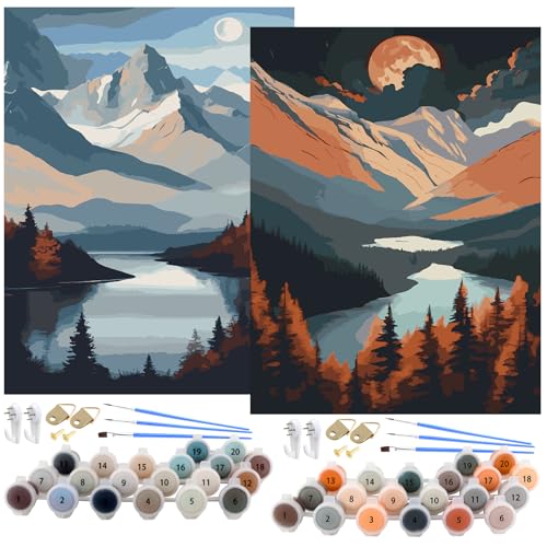 Paint by Numbers Adults Malen Nach Zahlen für Erwachsene und Kinder Landschaft Malerei Falten resistent Leinwand Mit 6-Pinseln und Acrylfarbe Haus Dekoration Geburtstag Geschenk 2 Stück 40X50CM Paint by Numbers Adults Malen Nach Zahlen für Erwachsene und Kinder Landschaft Malerei Falten resistent Leinwand Mit 6-Pinseln und Acrylfarbe Haus Dekoration Geburtstag Geschenk 2 Stück 40X50CM von ZEVOFIUR