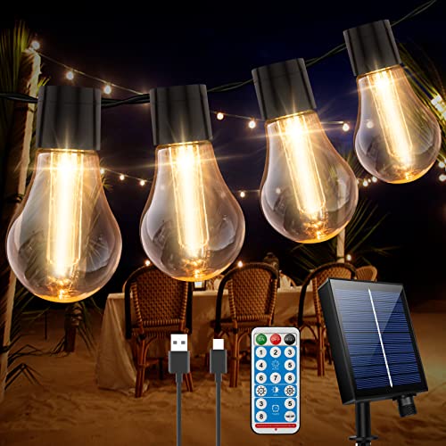 ZEWETO Lichterkette Außen Solar, 20 Leds 9M Lichterkette Solar Außen Glühbirnen IP65 Wetterfest, 8 Modus Solarlichterkette für Terrasse Garten, Balkon Deko, Weihnachten, Zimmer Party, Haus Deko von ZEWETO