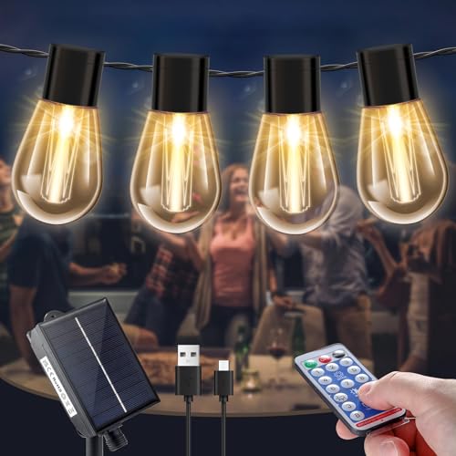 Lichterkette Außen Solar, 20 Leds 9M Lichterkette Solar Außen Glühbirnen IP65 Wetterfest, 8 Modus Solarlichterkette für Terrasse Garten, Balkon Deko, Weihnachten, Zimmer Party, Haus Deko (15M) von ZEWETO