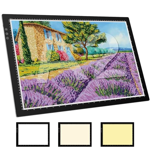 ZEXALIGHT A2-Lichtbox zum Nachzeichnen, Lichtpad für Diamantmalerei mit 8 Stufen/stufenlosem Dimmen der Helligkeit und 3 Farbmodi, ultradünne Kopiertafel, Leuchttisch für Künstler, Zeichnen, Schwarz von ZEXALIGHT