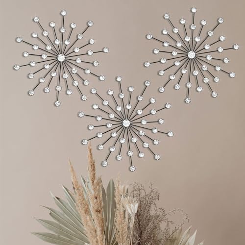 Metall-Wanddeko mit Schmucksteinen, Bling-Kristall-Heimdeko, Stern-Sonne-Strass-Wandhänger mit Diamantakzenten, Schwarz, 3er-Set Metall-Wanddeko mit Schmucksteinen, Bling-Kristall-Heimdeko, Stern-Sonne-Strass-Wandhänger mit Diamantakzenten, Schwarz, 3er-Set von ZEXUIRU
