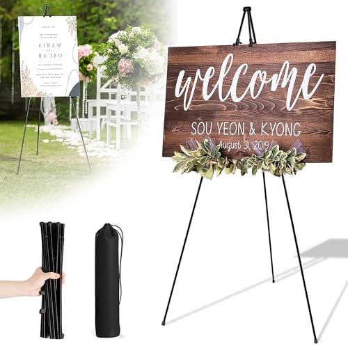 160cm Staffelei Groß Stand für Aufsteller Sitzplan Hochzeit Künstler Poster, Kappbar Stativ Staffelei Hochzeit, Easel Leinwand Ständer für Hochzeit, Malerei, Show (Schwarz) von ZEXUPORIUM