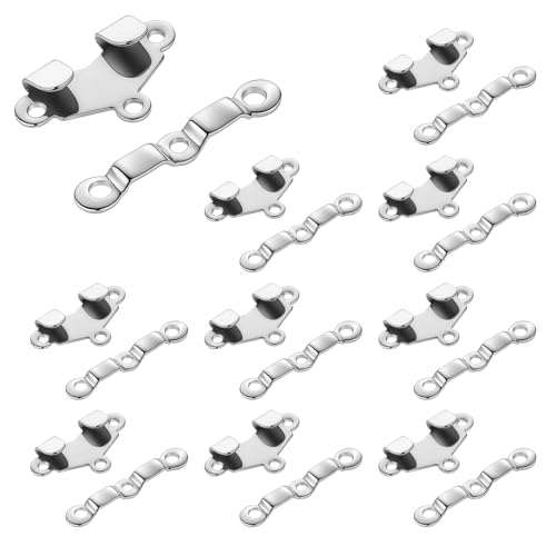ZEYIYER 10 Set Haken und Ösen für Kleidung, silberfarbene Nähhaken und Ösenverschlüsse, kleine Metall-Reparatur-Ersatzverschlüsse für Hosen, BHs, Hosen von ZEYIYER