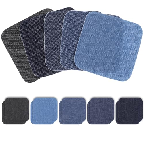 Patches zum Aufbügeln 10 Stück Jeans Elastisch Flicken, Bügelflicken 8 x 8 cm Flicken zum Aufbügeln, Denim Reparatur Flicken Reparatur Kit Stoff Bügelflicken für Jeans Kleidung Schuhe Hut Dekoration von ZEYIYER
