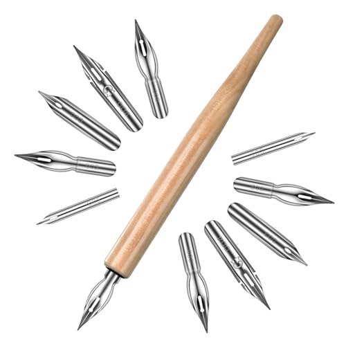 ZEYIYER 11-teiliges Comic-Stiftspitzen-Set, G-Stifte Tintenfeder, Holzzeichenstifthalter mit Edelstahl-Tauchstiften zum Zeichnen, Schreiben, Kalligraphie ZEYIYER 11-teiliges Comic-Stiftspitzen-Set, G-Stifte Tintenfeder, Holzzeichenstifthalter mit Edelstahl-Tauchstiften zum Zeichnen, Schreiben, Kalligraphie von ZEYIYER