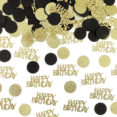 ZEYIYER 200 Stück Happy Birthday Konfetti, Gold Schwarz Geburtstag Konfetti für Tisch, Metallic Folienballon Konfetti Streudeko für Party DIY Kunst Handwerk ZEYIYER 200 Stück Happy Birthday Konfetti, Gold Schwarz Geburtstag Konfetti für Tisch, Metallic Folienballon Konfetti Streudeko für Party DIY Kunst Handwerk von ZEYIYER