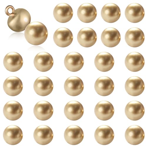 ZEYIYER 30 Stück Perlenknöpfe für Kleidung, 10 mm Perlenknöpfe zum Nähen, goldfarbene dekorative runde Perlenknöpfe mit Schaft für Hemden, Kleider, DIY Handwerk (2,3 mm Loch) von ZEYIYER