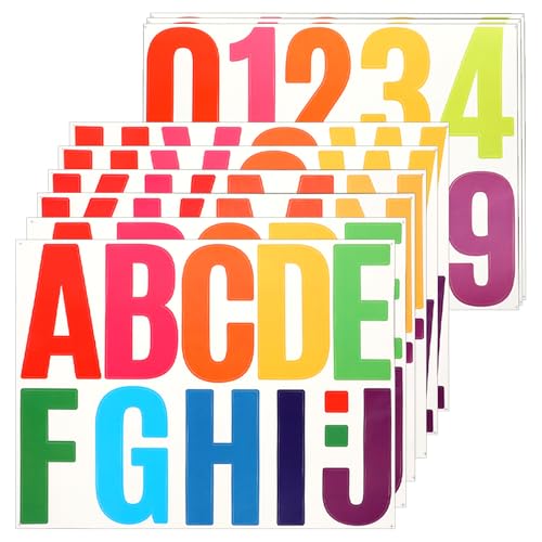 98 Stück 9 Blatt Buchstaben und Zahlen Aufkleber, Bunt Groß Buchstaben Zahlen zum Aufkleben Vinyl-Buchstabenaufkleber, Selbstklebende Buchstaben für Briefkasten Postertafeln von ZEYIYER