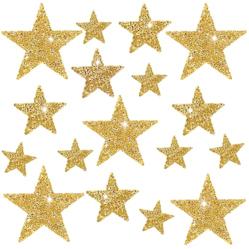 ZEYIYER Patches zum Aufbügeln 24 Stück Aufnäher zum Aufbügeln, Aufbügelbilder Star Iron on Patches Sterne Bügelbilder Patches, Flicken zum Aufbügeln Gold Pailletten zum Aufbügeln für Kleidung von ZEYIYER