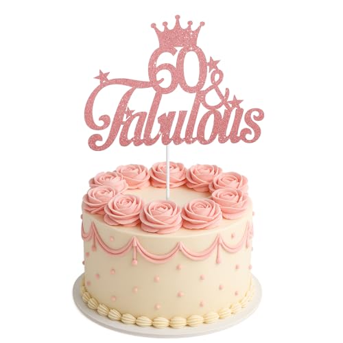 ZEYIYER Fabelhafte Kuchendekoration zum 60. Geburtstag, Roségold, Dekoration für Damen und Frauen, 60 Jahre alt, Kuchenpicker für Jahrestag, Partyzubehör ZEYIYER Fabelhafte Kuchendekoration zum 60. Geburtstag, Roségold, Dekoration für Damen und Frauen, 60 Jahre alt, Kuchenpicker für Jahrestag, Partyzubehör von ZEYIYER