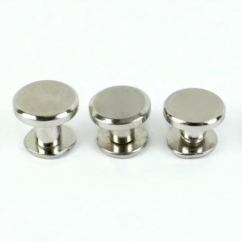 10/20/50 Stück 5–8 mm Flachkopf-Metallschrauben Nageltasche Gürtelbindung Nieten Schnalle Buch Notizbuch Nietenknopf DIY Hardware-Zubehör-6 mm-10 Stück-Silber von ZEYRU