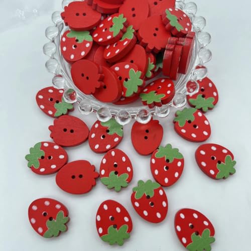 10/50 Stück Erdbeer-Holzknöpfe zum Aufnähen, rosa-rot, gefärbte Holzkleidungsdekoration, handgefertigte Scrapbook-Boutons, 50 Stück, rot 10/50 Stück Erdbeer-Holzknöpfe zum Aufnähen, rosa-rot, gefärbte Holzkleidungsdekoration, handgefertigte Scrapbook-Boutons, 50 Stück, rot von ZEYRU