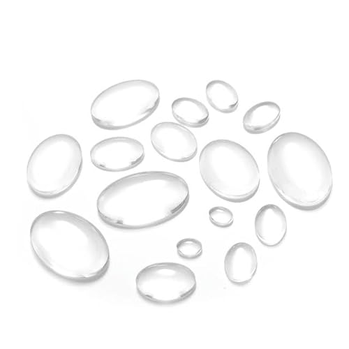 10–50 Stück ovale transparente Glas-Cabochons-Perlen aus Glas mit flacher Rückseite für Schmuckherstellung, Halskette, Ohrringe, DIY-Zubehör (kein Loch), transparent, 6 x 8 mm, 50 Stück von ZEYRU