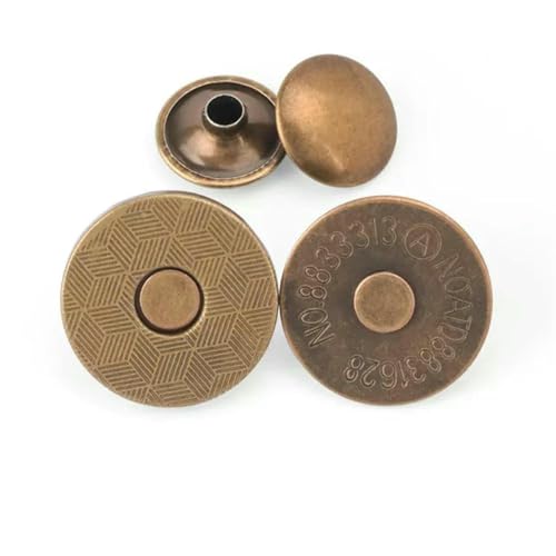 10 Sets Metall-Doppelnieten-Magnetverschlüsse, Knöpfe, Verschluss, Taschendruckschnalle, Geldbörsen, Handtaschen, Kleidung, DIY, 14/18 mm, dünne Bronze, 14,0 mm von ZEYRU