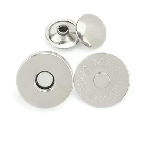10 Sets Metall-Doppelnieten-Magnetverschlüsse, Knöpfe, Verschluss, Taschenpresse, Schnalle, Geldbörse, Handtasche, Kleidung, DIY, 14/18 mm, dick, Silber, 18 mm von ZEYRU