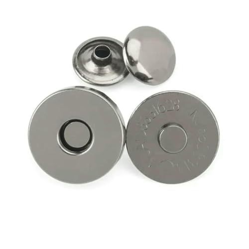 10 Sets Metall-Doppelnieten-Magnetverschlüsse, Knöpfe, Verschluss, Taschenpresse, Schnalle, Geldbörse, Handtasche, Kleidung, DIY, 14/18 mm, dick, schwarz, 14,0 mm von ZEYRU
