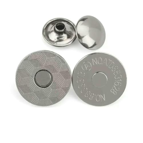 10 Sets Metall-Doppelnieten-Magnetverschlüsse, Knöpfe, Verschluss, Taschenpresse, Schnalle, Geldbörse, Handtasche, Kleidung, DIY, 14/18 mm, dünn, schwarz, Pistolengriff, 18 von ZEYRU