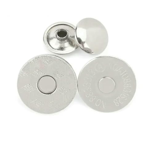 10 Sets Metall-Doppelnieten-Magnetverschlüsse, Knöpfe, Verschluss, Taschenpresse, Schnalle, Geldbörse, Handtasche, Kleidung, DIY, 14/18 mm, dünnes Silber, 14,0 mm von ZEYRU