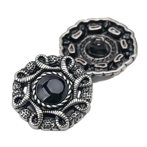 10 Stück/Los Retro Großer Metallknopf Silber/Kupfer Luxus Herren Damen Mantel Dekor Knöpfe 18 mm/23,0 mm/25 mm Kleidung Nähzubehör-10 Stück Silber-18 mm von ZEYRU