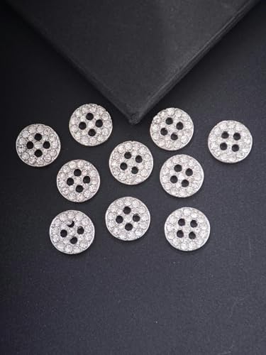 10 Stück/Packung 11 mm süße, zarte, glänzende Strass-Knöpfe mit 4 Löchern und flacher Rückseite für Mäntel, Anzüge, Pullover, Kleidermanschetten, Nähen, DIY-Zubehör-Silber-11 mm 10 Stück/Packung 11 mm süße, zarte, glänzende Strass-Knöpfe mit 4 Löchern und flacher Rückseite für Mäntel, Anzüge, Pullover, Kleidermanschetten, Nähen, DIY-Zubehör-Silber-11 mm von ZEYRU