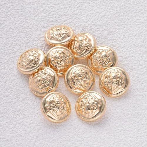 10 Stück/Packung Vintage Löwenkopf Goldfarbene runde Metallknöpfe mit Schaft für DIY-Hemden, Mäntel, Kleidung, Nähknöpfe, Schmuckzubehör-Gold-18mm 10 Stück/Packung Vintage Löwenkopf Goldfarbene runde Metallknöpfe mit Schaft für DIY-Hemden, Mäntel, Kleidung, Nähknöpfe, Schmuckzubehör-Gold-18mm von ZEYRU