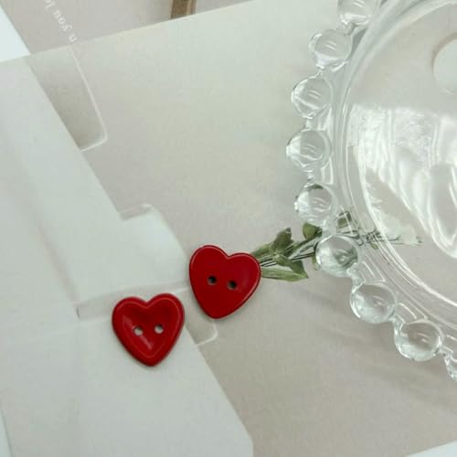 10 Stück 15 mm Macaron-farbige herzförmige Knöpfe für Kinderhemden, Pullover, Dekorknöpfe, DIY-Nähzubehör-rot (10 Stück)-12 mm von ZEYRU