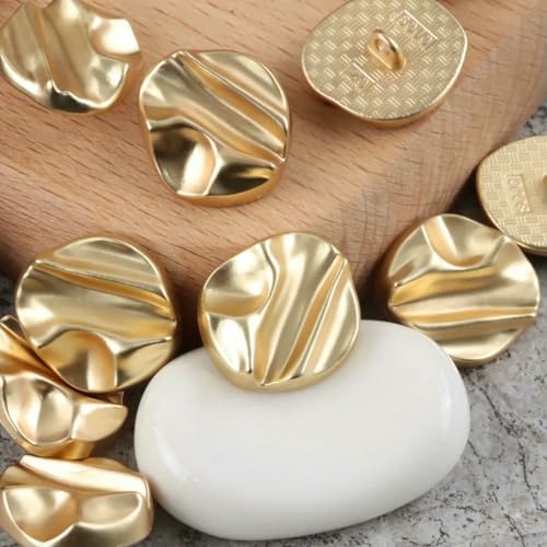10 Stück 18/23,0 mm unregelmäßige matte Metallknöpfe für Anzüge/Jeansjacken, Gold-/Silberknöpfe, minimalistische dekorative Nähknöpfe-Gold-23,0 mm-0,91 Zoll-10 Stück von ZEYRU
