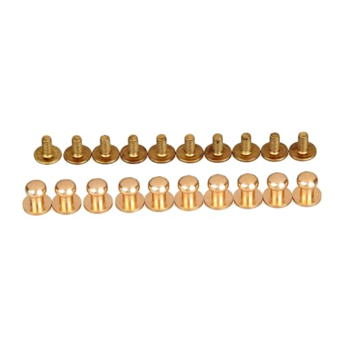 10 Stück 5/6/7/8/9/10 mm Messing-Knopfnieten mit Schraubverschluss, runder Kopf, Nieten, Taschen-Druckknöpfe, Schnallenverschluss, Nähen, Lederhandwerk, 7 mm von ZEYRU